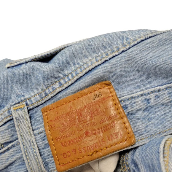 Levi's Women 501  Distressed Jeans Size 27 High Rise Button Fly Red Tab - Picture 11 of 11